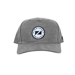 Grey LE Linen Badge A-Frame Hat