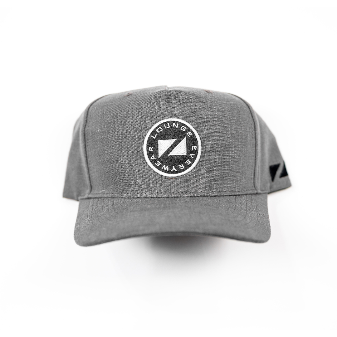 Grey LE Linen Badge A-Frame Hat