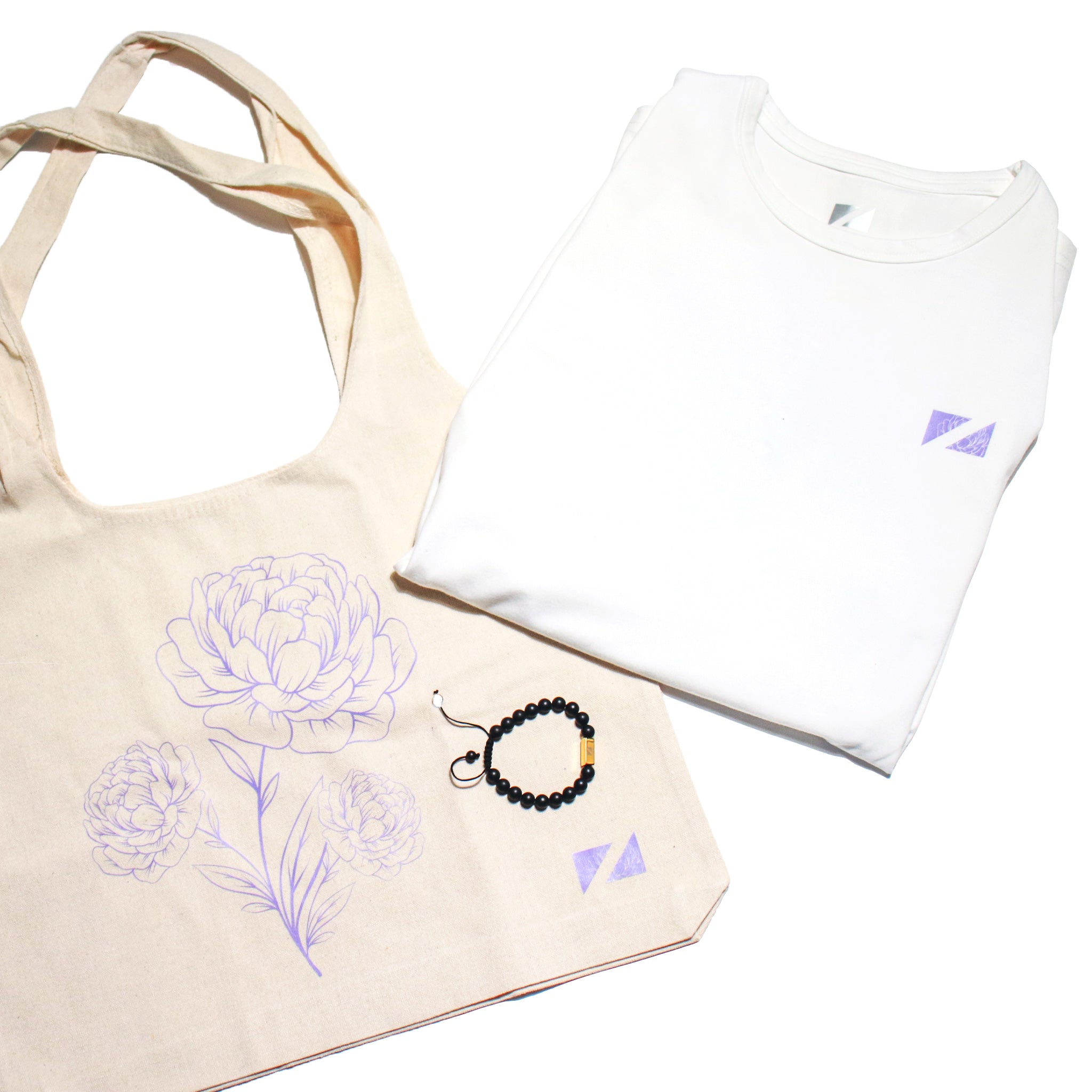 Bundle 2:  The Luxe Carnation Tee, Carnation Tote & Element Bracelet