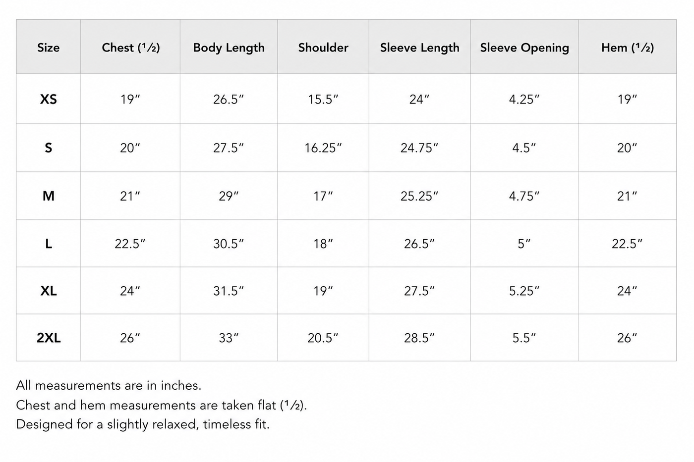 Size Guide